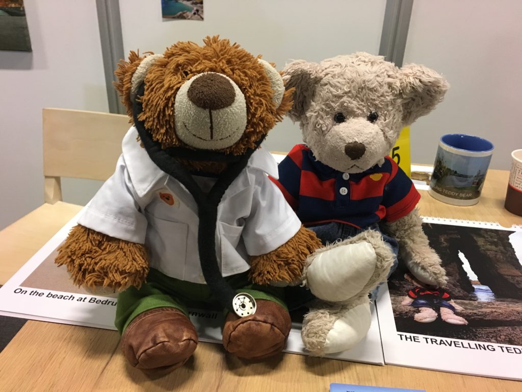 Bob met The Travelling Teddy Bear.